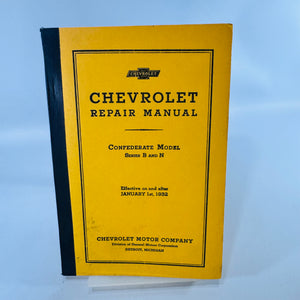 1932 Chevrolet Confederate Repair Manual Series B and N Reprint