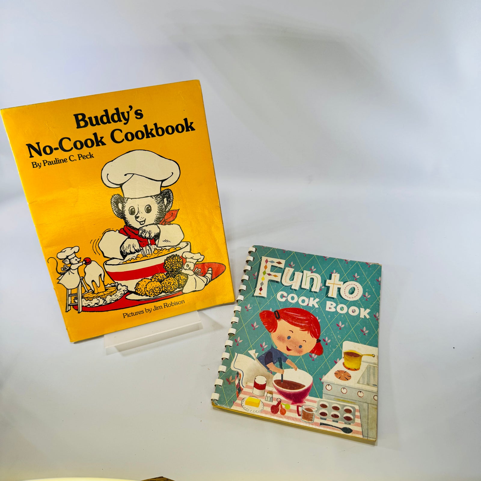 Fun to Cook Book 1955 and Buddy's No-Cook Cookbook 1980 Lot