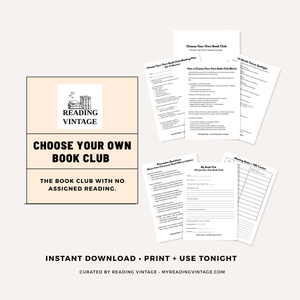 Choose Your Own Book Club Printable PDF Download | 12 Monthly Themes, Agenda, Questions & Worksheets