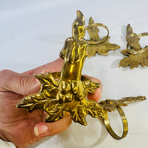 Brass Candle Holly Napkin Rings Set of 4 Vintage Made in India