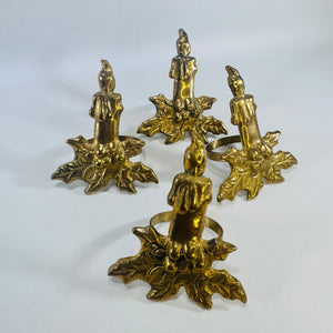 Brass Candle Holly Napkin Rings Set of 4 Vintage Made in India