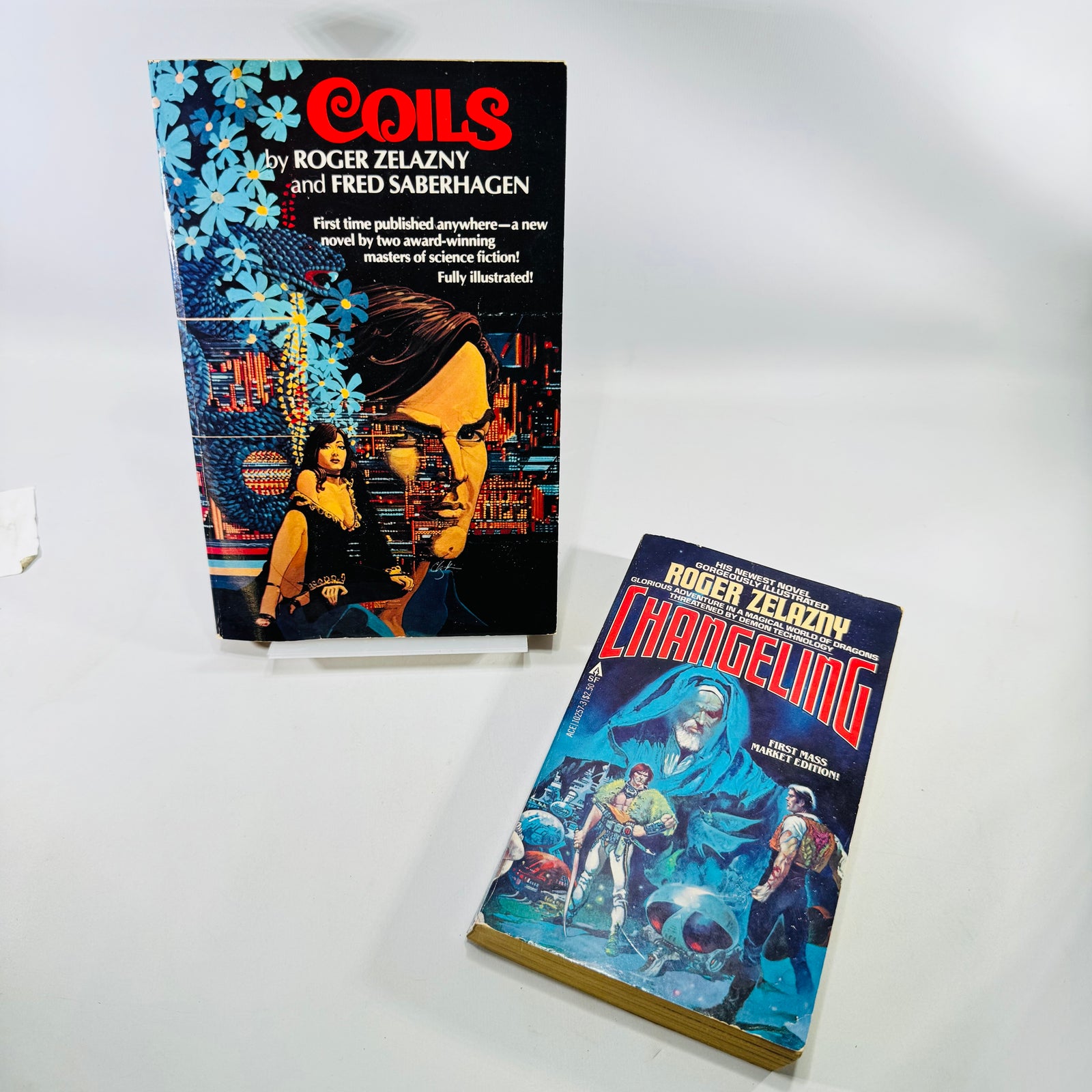 Coils and Changeling Roger Zelazny 2 Book Illustrated Sci Fi Paperback Lot 1981 1982