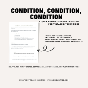 Useful Beauty: Kitchen Companion Checklist Printable PDF | Vintage Kitchen Shopping List & Condition Guide