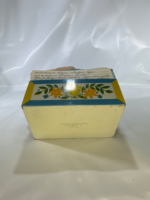 Vintage Cute Floral Metal Recipe Box Packed full of Handwritten, Newspaper and Magazine Recipes Clippings