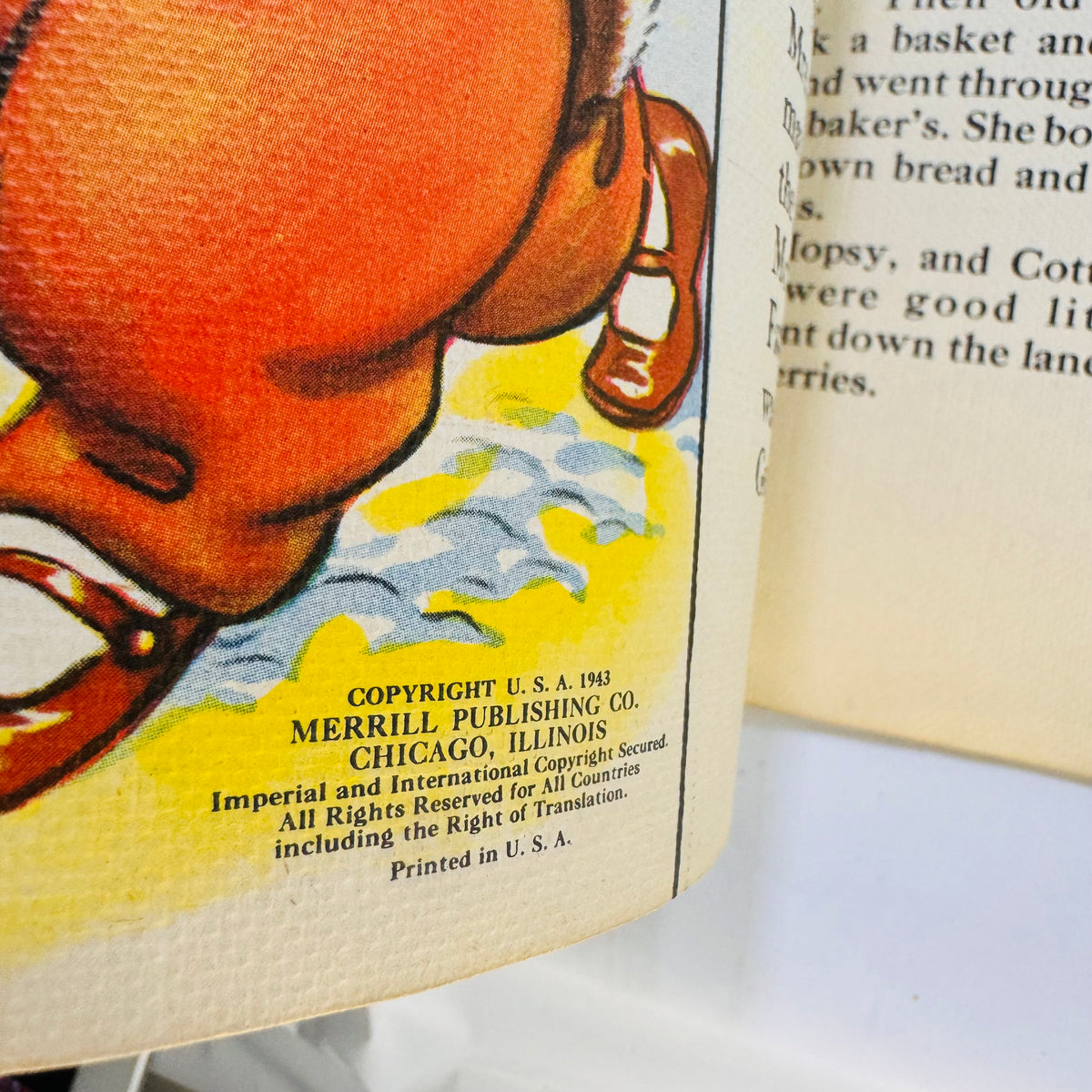 Close-up of the Copyright U.S.A. 1943 Merrill Publishing notice and linen texture