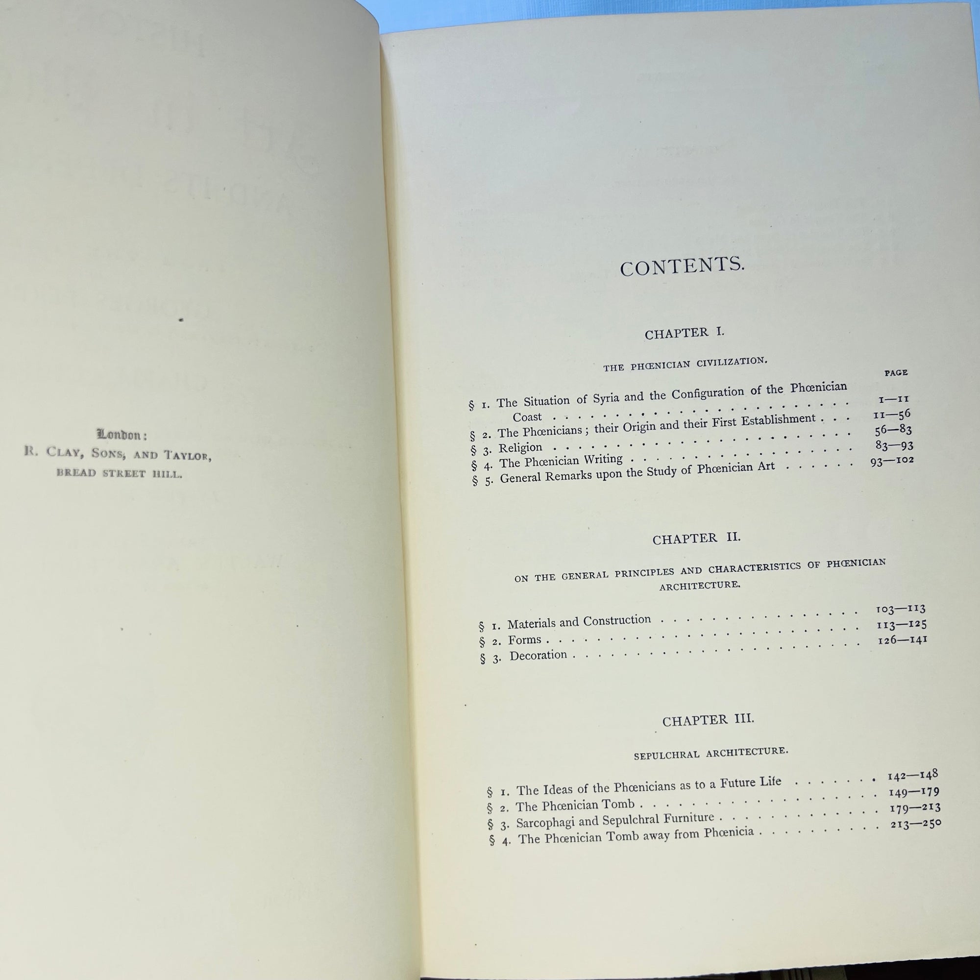 History of Art in Phoenicia and Cyprus Vol. One and Two from the French of Geores Perrot 1885 Chapman and Hall Ltd