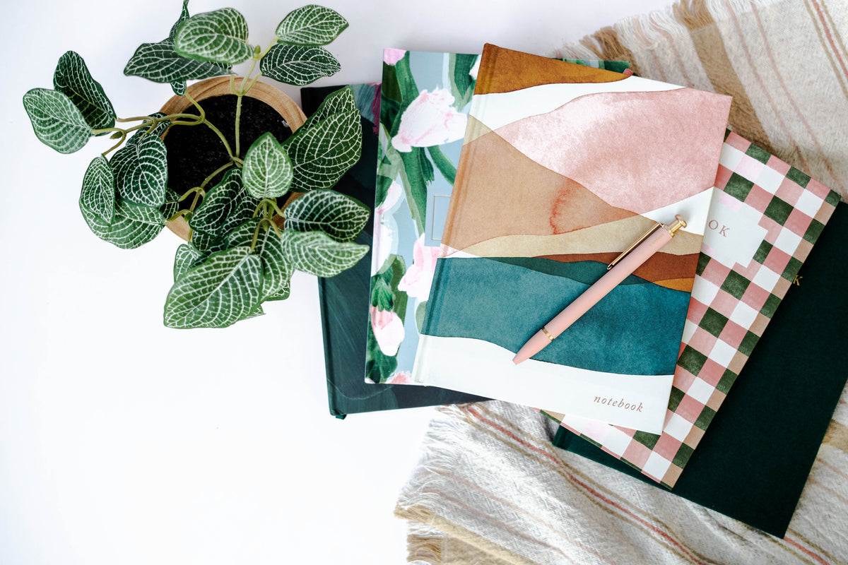 Blank Lined Journal:  Emerald  Garden Party  Checkers  June Watercolors  Desert Sand| Vintage-Inspired Notebook