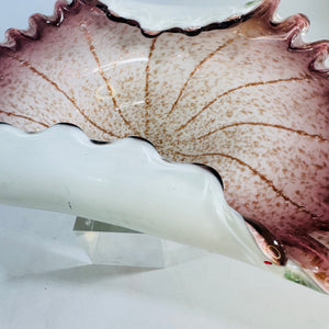 Italian Murano Art Glass Amethyst Aventurine Ruffled Bowl
