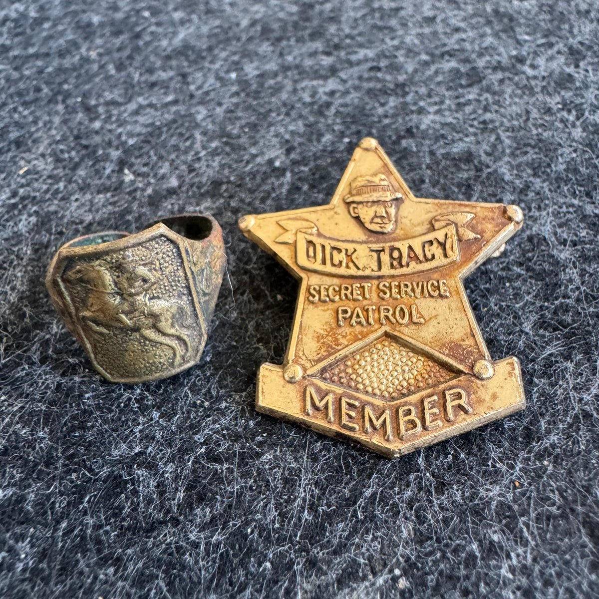 Dick Tracy Secret Service Patrol Badge + Cisco Kid Ring | Vintage Radio &amp; Cereal Premiums