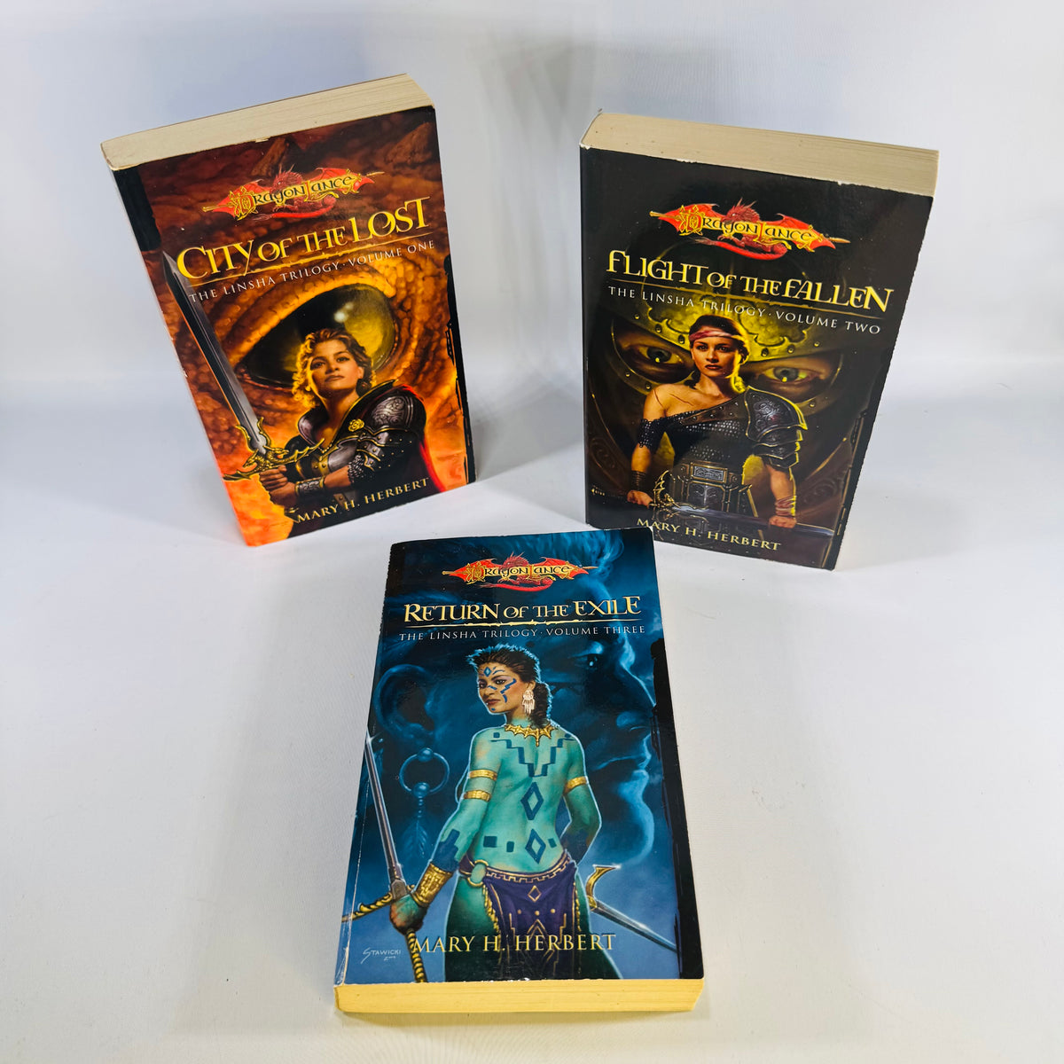 Dragonlance Linsha Trilogy Bundle Mary H Herbert Paperback Set City of the Lost Flight Fallen Return Exile