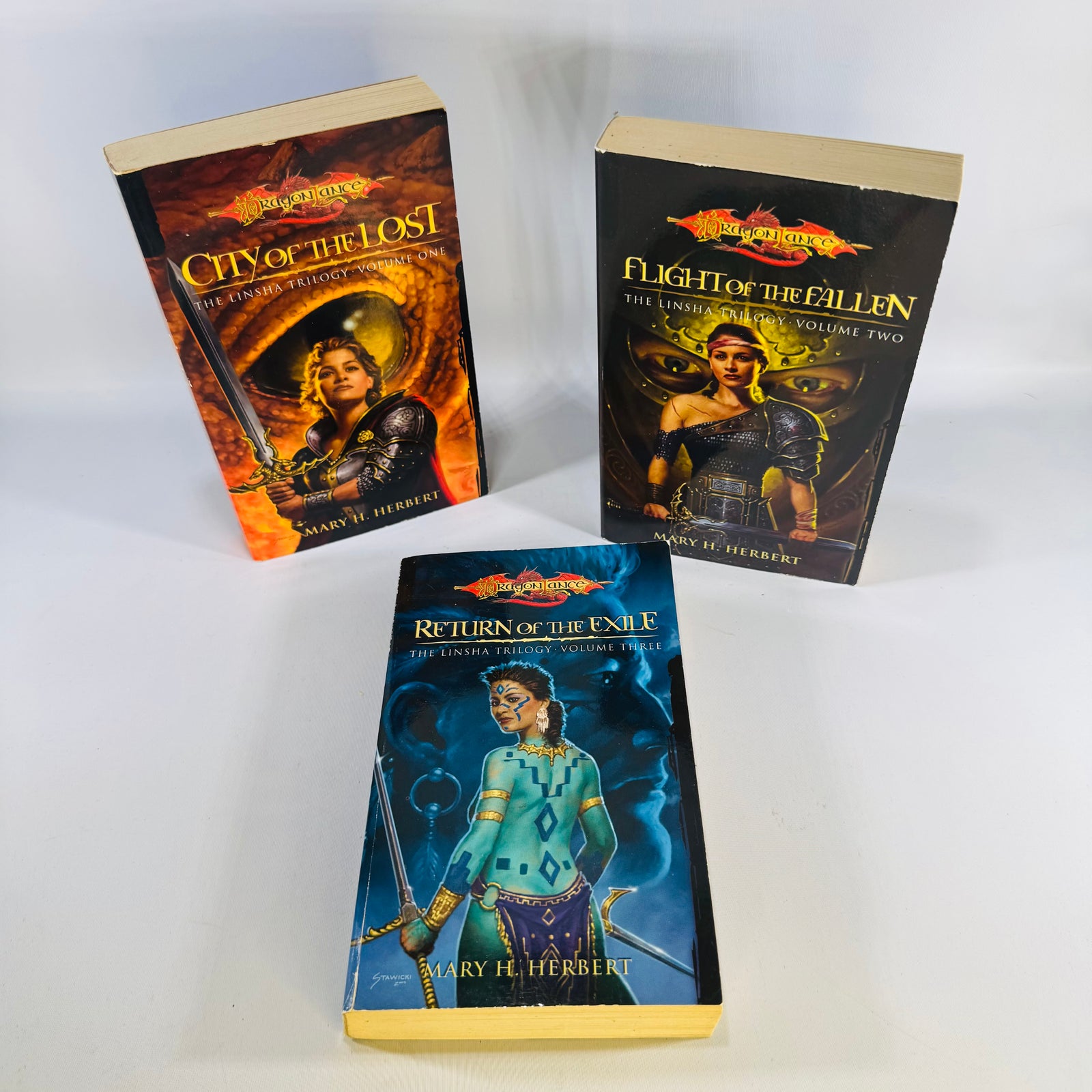 Dragonlance Linsha Trilogy Bundle Mary H Herbert Paperback Set City of the Lost Flight Fallen Return Exile