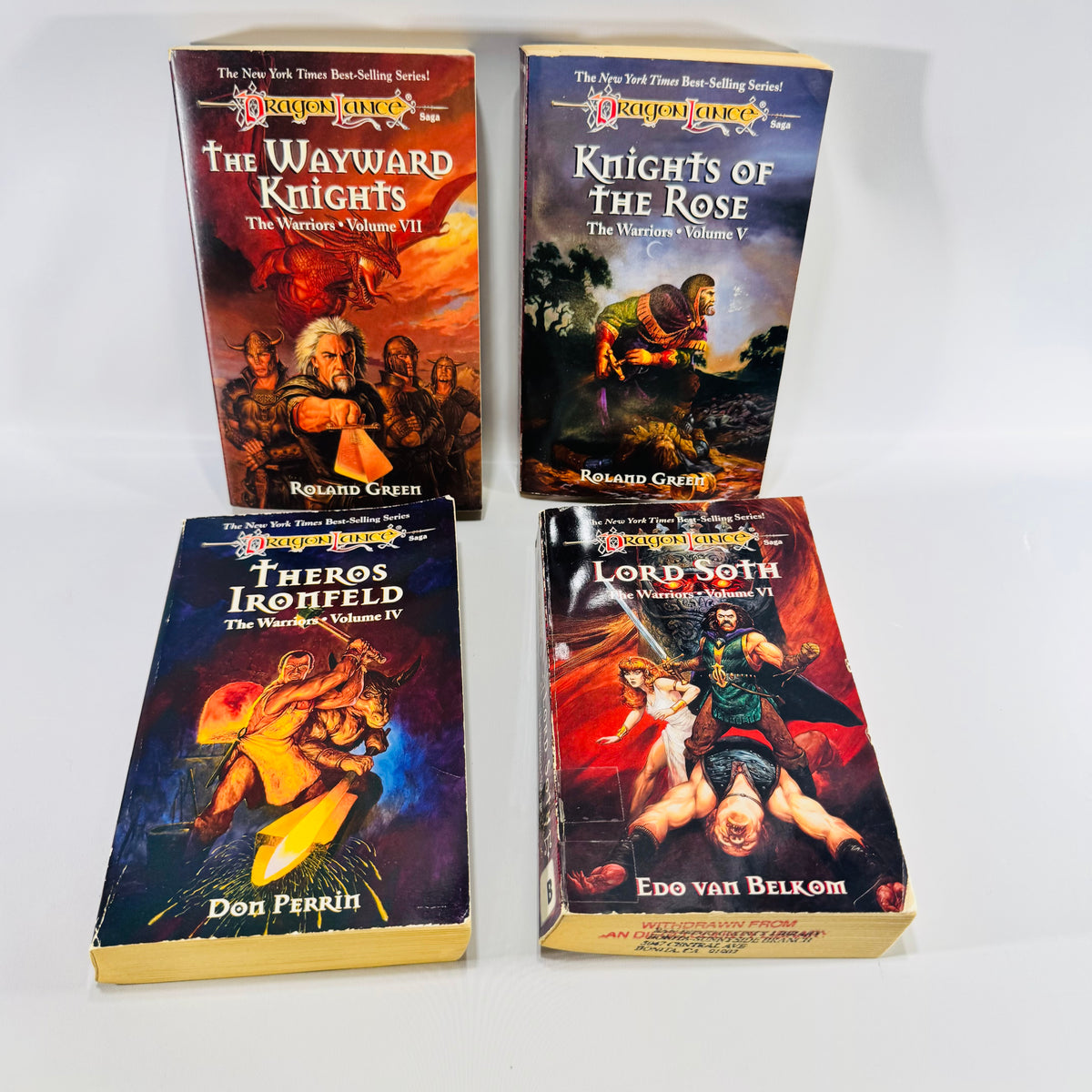Dragonlance Warriors Paperback Bundle Volumes 4 to 7 TSR Fantasy Books Theros Ironfeld Lord Soth Knights of the Rose Wayward Knights