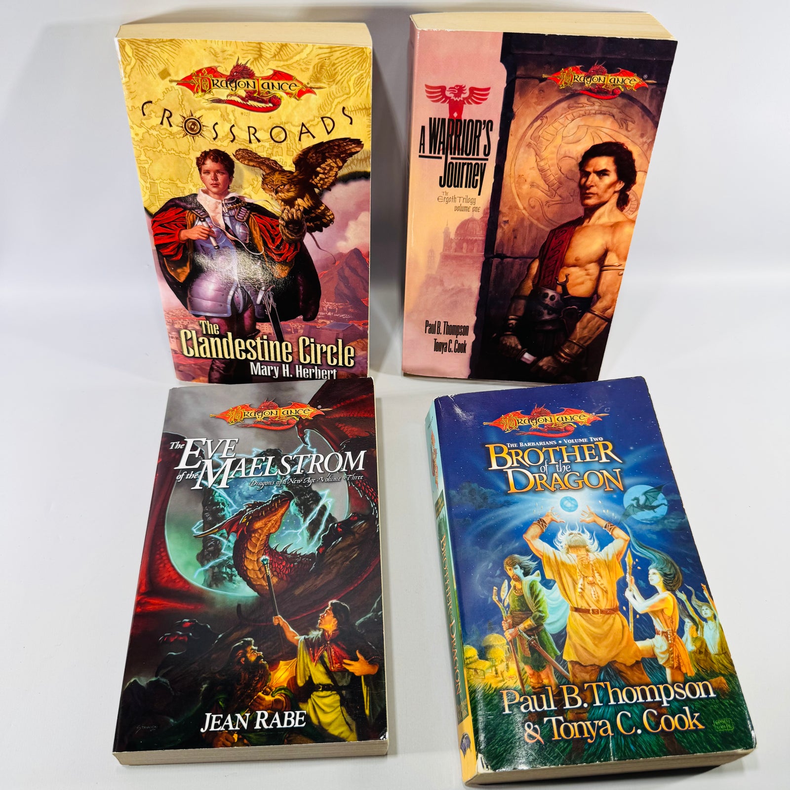Dragonlance Fantasy Paperback Book Lot of 4 | Wizards of the Coast 2000-2003 | Crossroads Barbarians Ergoth