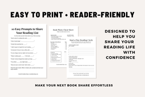 Share Your Reading Life – Cozy Printable Mini Guide for Book Lovers (Digital Download, PDF)