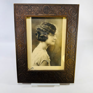 1920s Embossed Leatherette Graduation Portrait Frame 1924 Photo