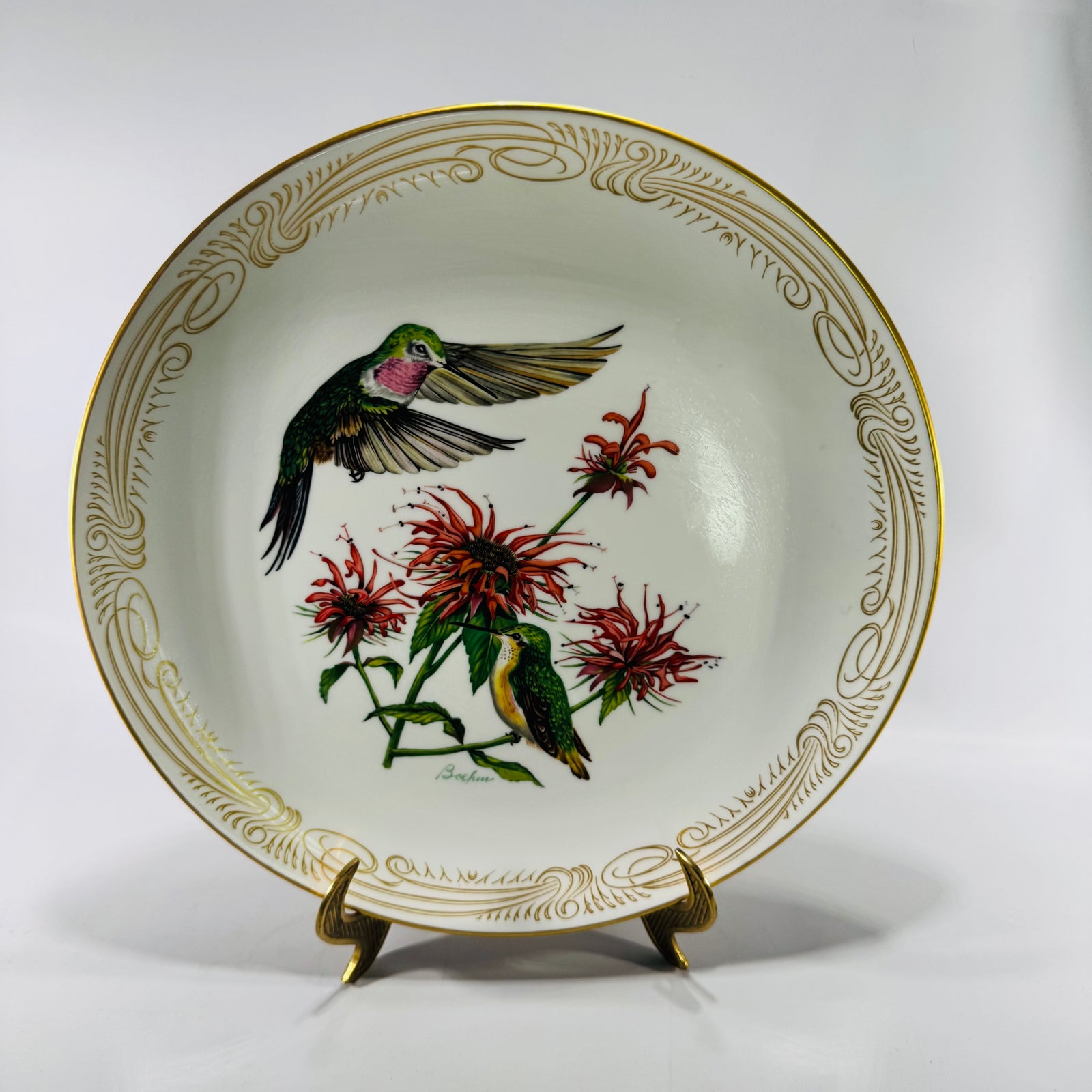 Edward Marshall Boehm Broad-tailed Hummingbird Collector Plate, Fine English Bone China, Vintage Bird Wall Decor, 11 Inch Plate