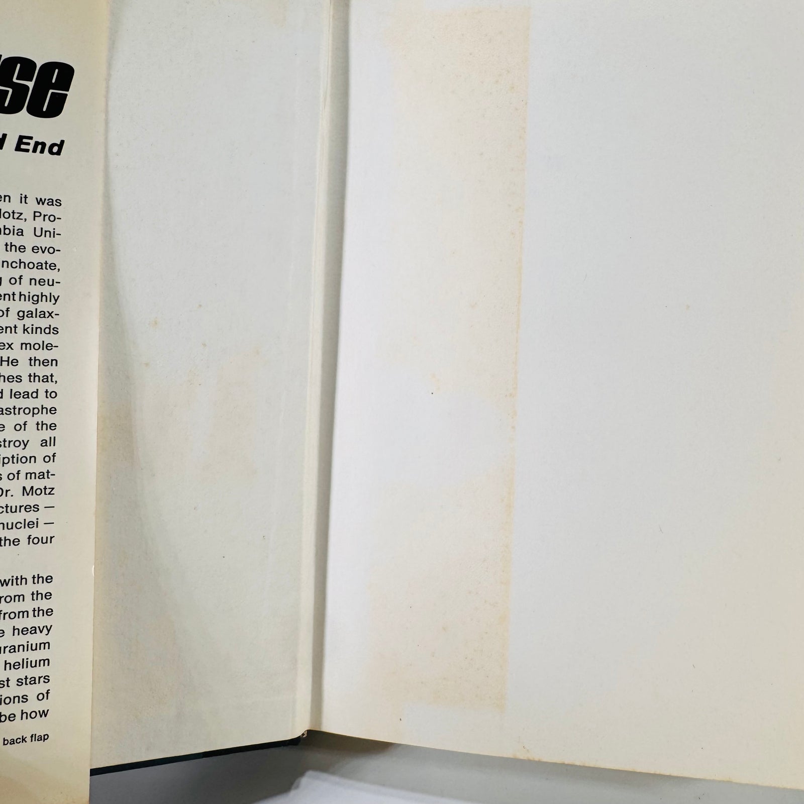 The Universe: Its Beginning and End by Lloyd Motz 1975 Hardcover Vintage Cosmology