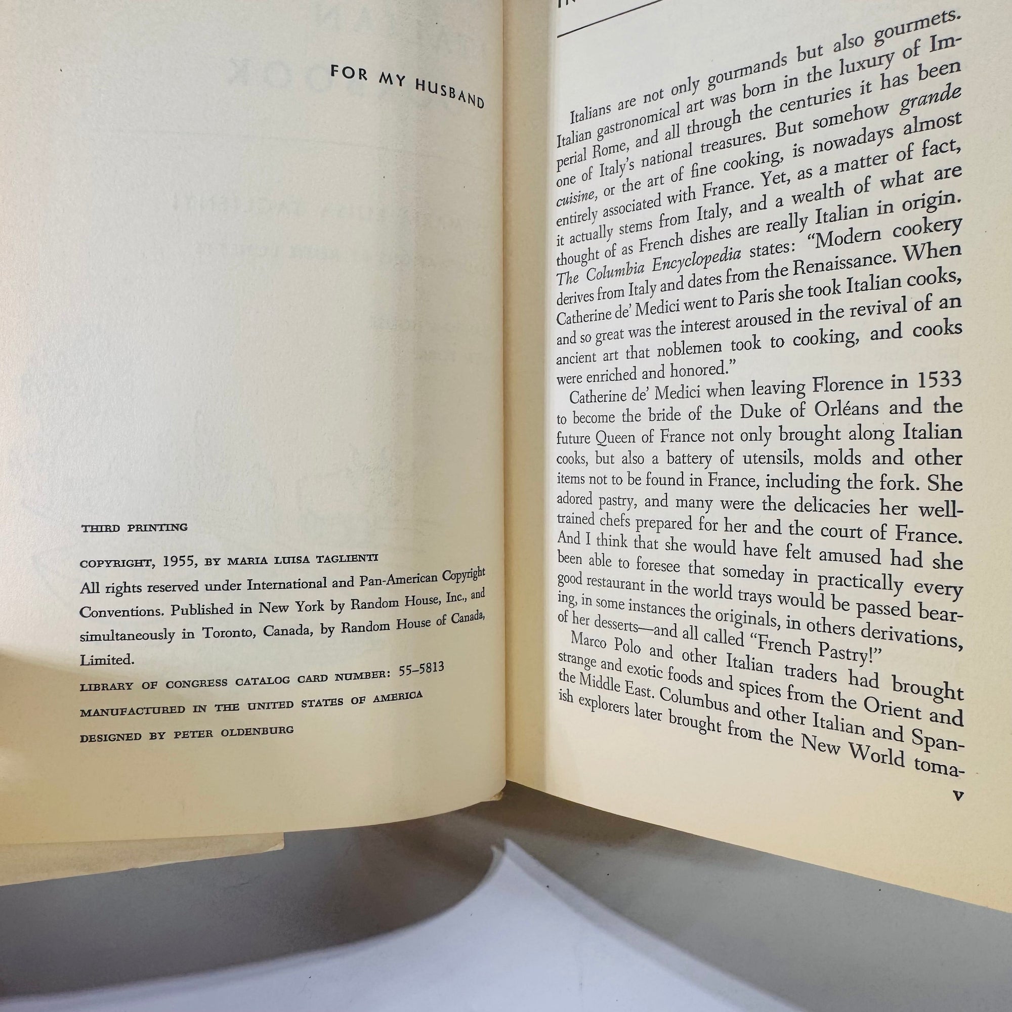The Italian Cookbook by Maria Luisa Taglienti (1955), Vintage Hardcover Cookbook