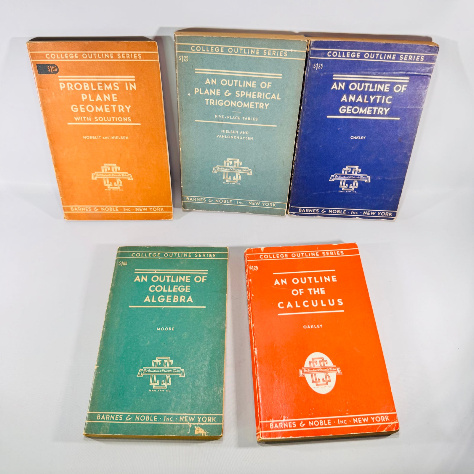 1940s Mathematics Textbook Bundle 5 Barnes & Noble College Outline Series Books Algebra Calculus Geometry Trigonometry