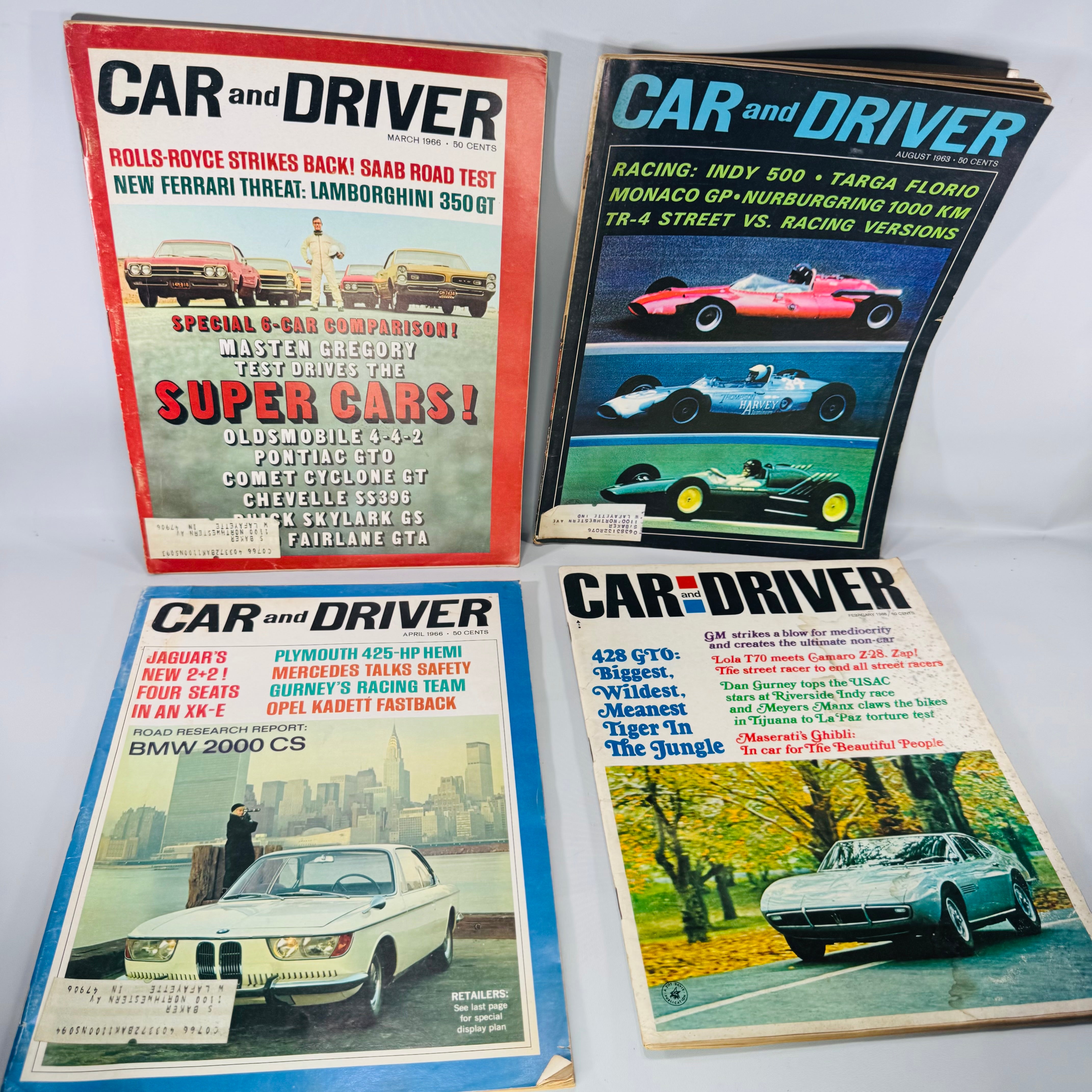 Vintage Car and Driver Magazines 1963 1966 1968 Bundle Reading Vintage