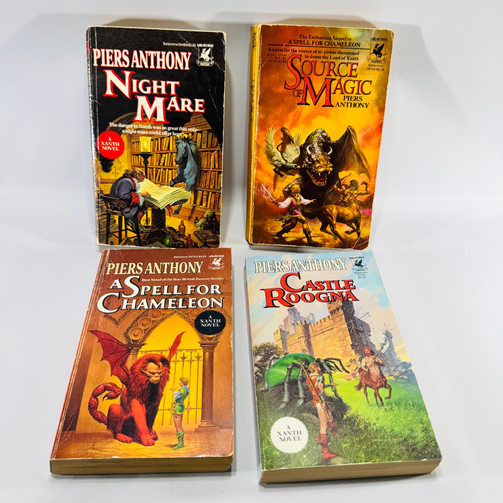 Piers Anthony Xanth Paperback Bundle of 4 A Spell for Chameleon Source of Magic Castle Roogna Night Mare