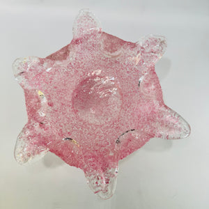 Fratelli Toso Pink Overshot Murano Starburst Glass Bowl