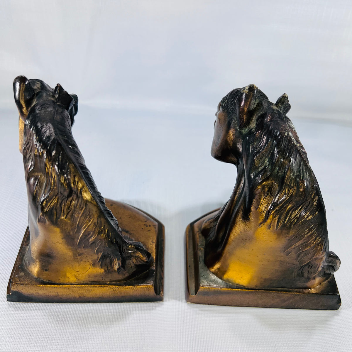 Vintage Cast Brass Horse Head Bookends – A Bold Blend of Hollywood Regency & Western Eleganc