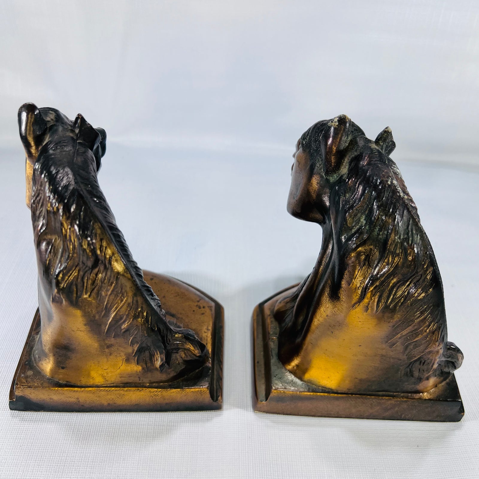 Vintage Cast Brass Horse Head Bookends – A Bold Blend of Hollywood Regency & Western Eleganc