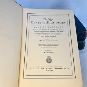 The New Century Dictionary of the English Language edited by H.G. Emery 1931 P.F. Collier & Son Corporation