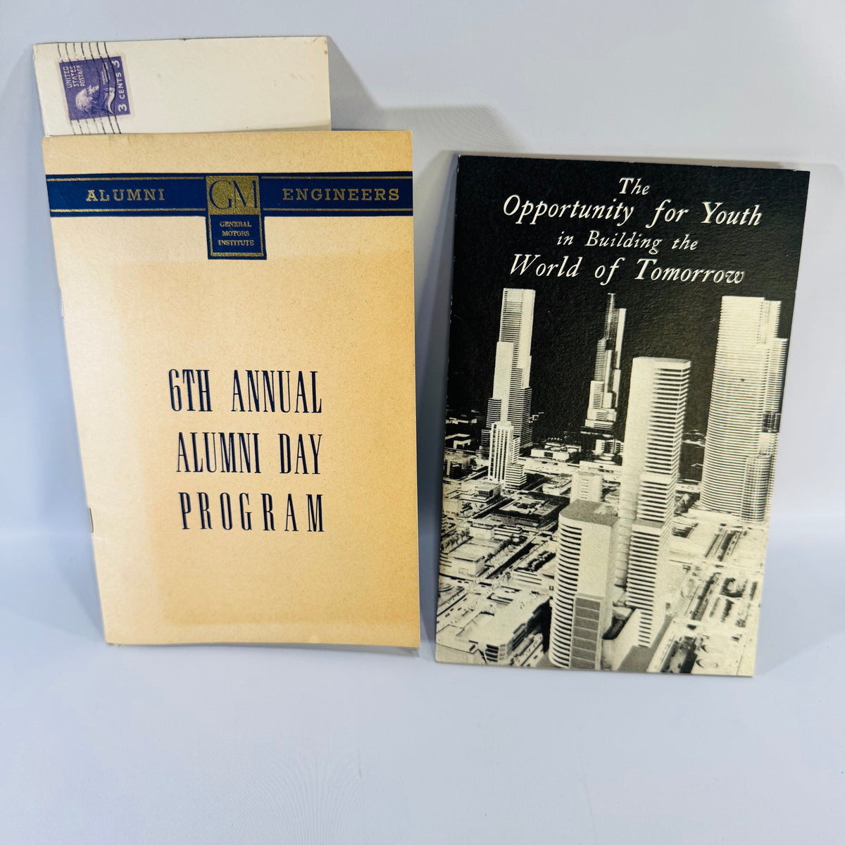 General Motors Institute Ephemera Lot 1940s Alumni Program World’s Fair Youth Booklet Letters and Envelope