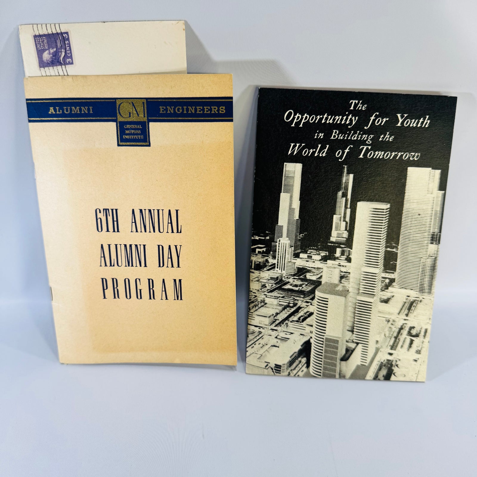 General Motors Institute Ephemera Lot 1940s Alumni Program World’s Fair Youth Booklet Letters and Envelope