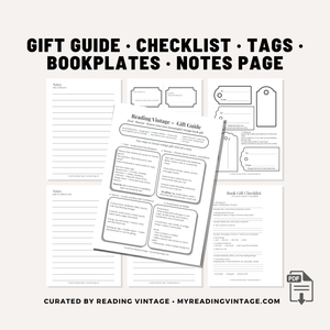 Vintage Book Gift Guide – Printable Tags, Bookplates & Checklist (Digital Download)