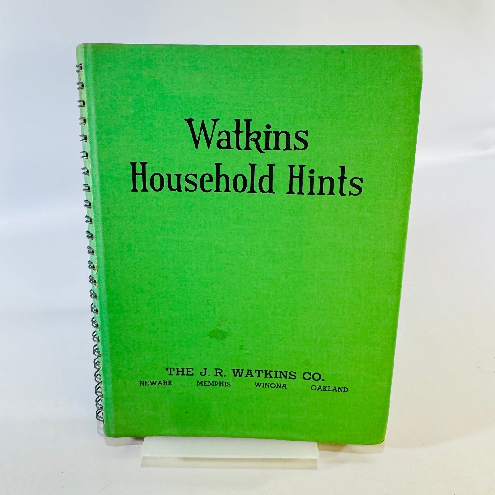 1941 Watkins Household Hints Green Cover Cookbook Elaine Allen Metal Spiral Third Edition