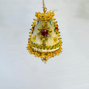 Vintage Beaded Push Pin Bell Christmas Ornament 1960s to 1970s