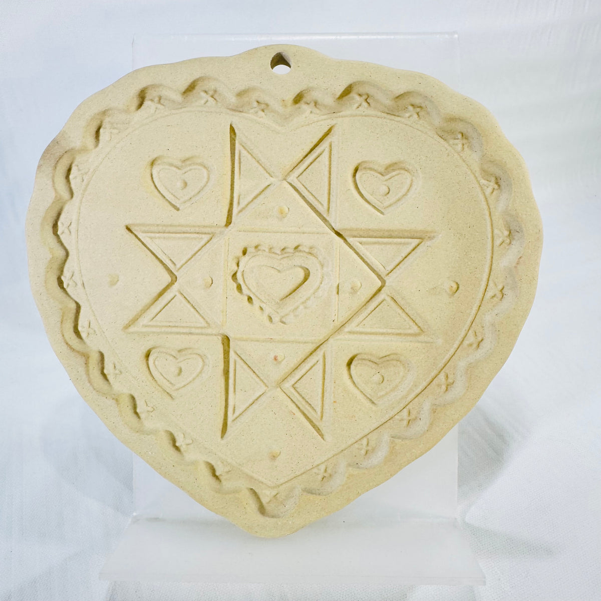 Pampered Chef Homespun Heart Cookie Mold 1993 Round Up from the Heart with Original Box