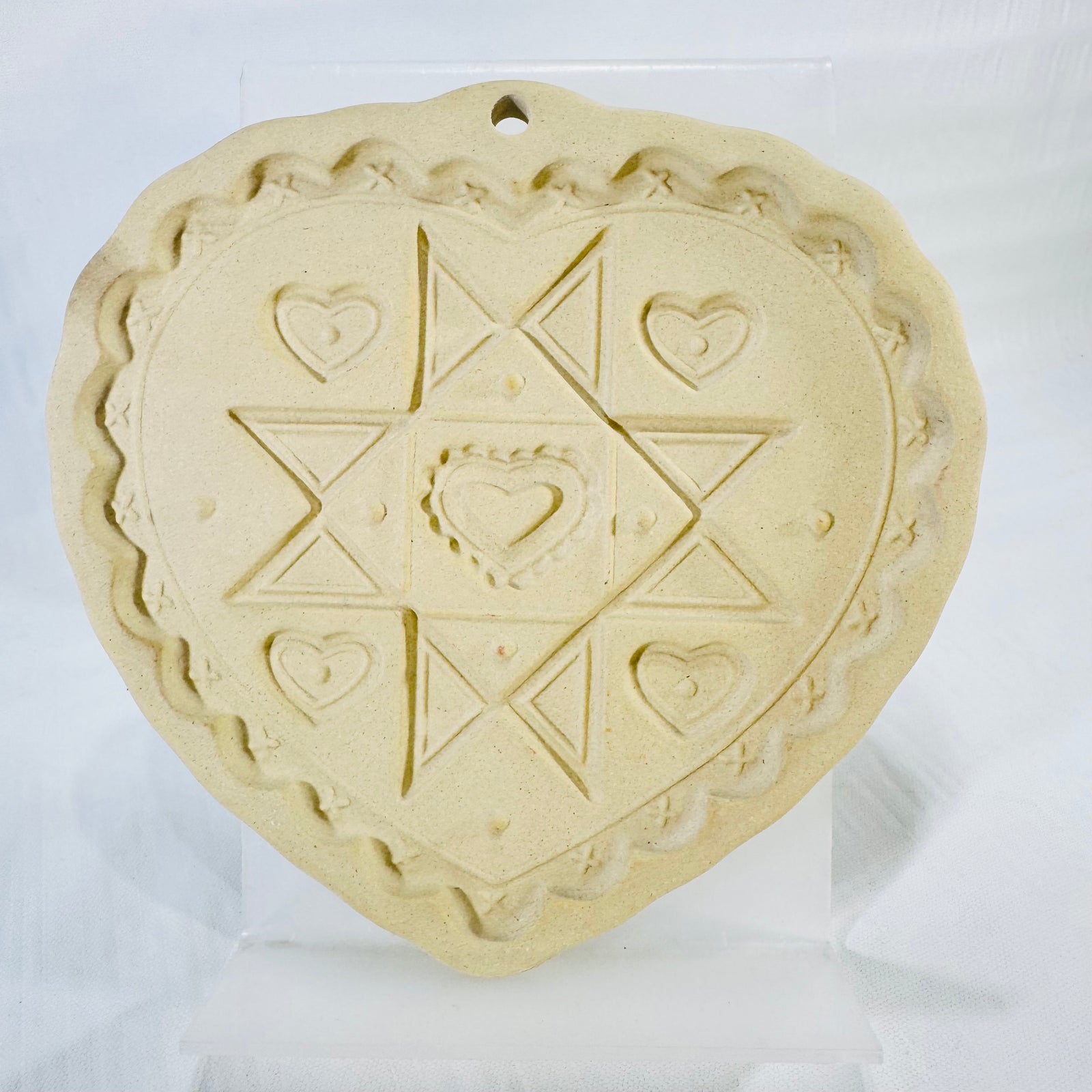 Pampered Chef Homespun Heart Cookie Mold 1993 Round Up from the Heart with Original Box