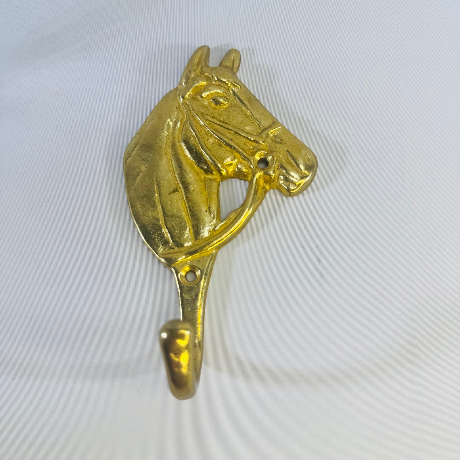 Vintage Solid Brass Horse Head Wall Hook Taiwan Equestrian Farmhouse Decor