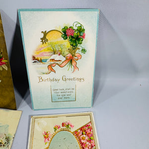 Antique Birthday Postcard Bundle Floral Embossed Greeting Cards Early 1900s Ephemera Lot
