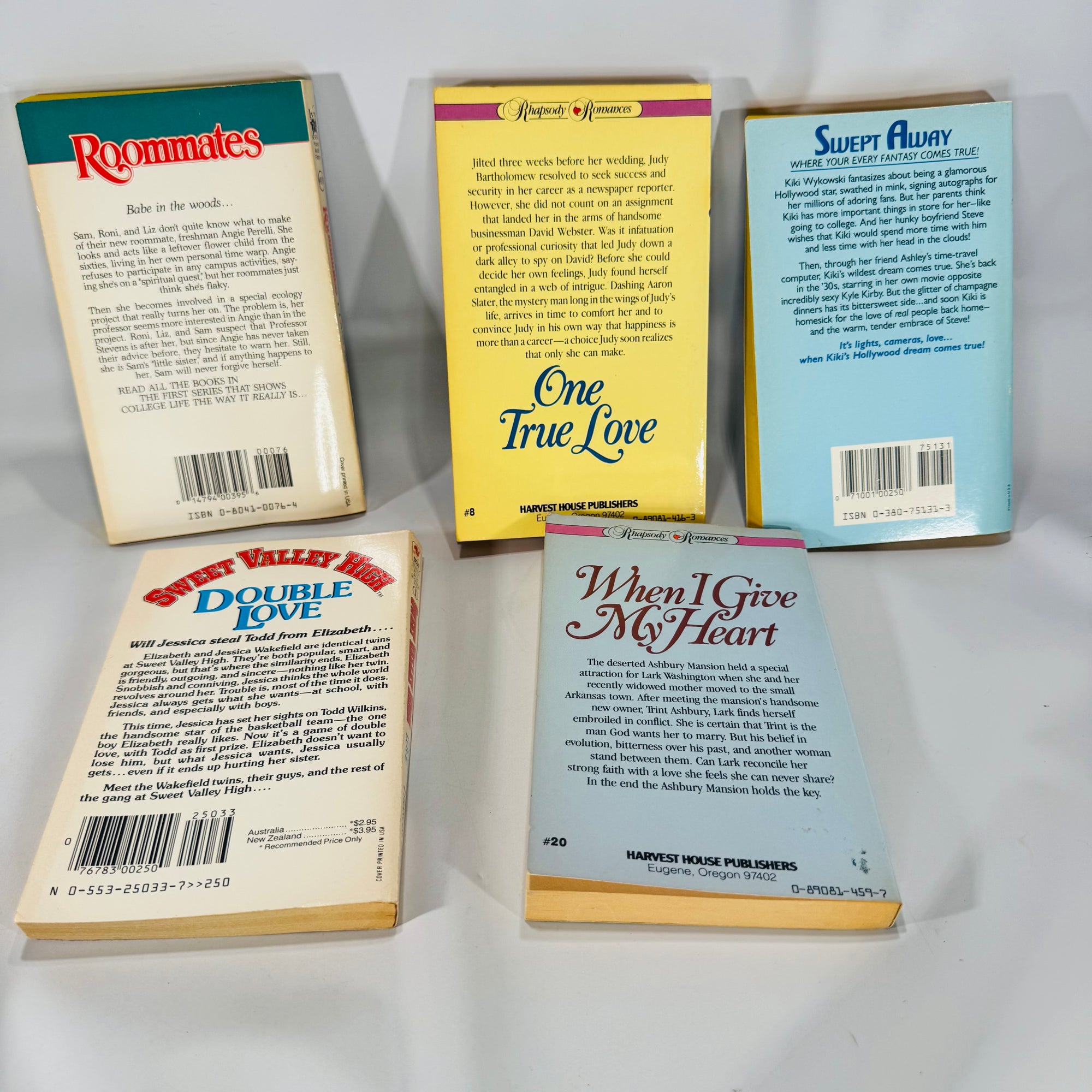 Vintage YA Romance Book Lot — 1980s Teen Paperbacks Bundle of 5 | Sweet Valley High, Rhapsody, Roommates Collection