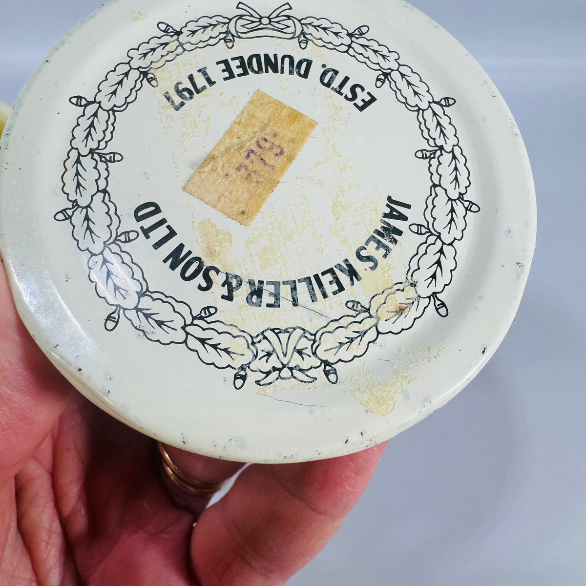Vintage James Keiller & Son Ltd. Dundee Marmalade Milk Glass Jar with Lid | Scottish Kitchen Collectible