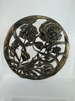 Vintage 1989 Rawcliffe Pewter Roses Jar Lid – Decorative Topper, Antique Gold