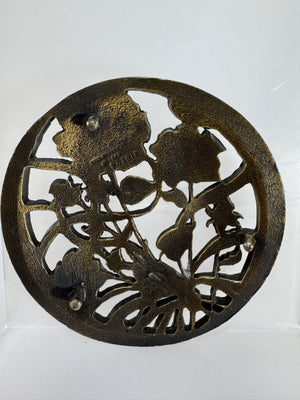 Vintage 1989 Rawcliffe Pewter Roses Jar Lid – Decorative Topper, Antique Gold