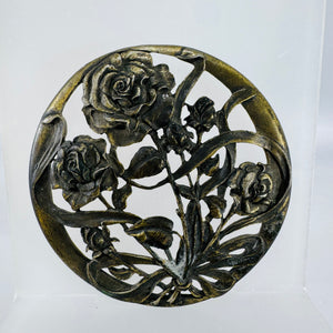 Vintage 1989 Rawcliffe Pewter Roses Jar Lid – Decorative Topper, Antique Gold