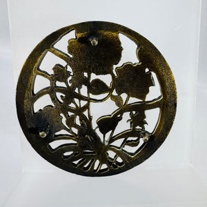 Vintage 1989 Rawcliffe Pewter Roses Jar Lid – Decorative Topper, Antique Gold