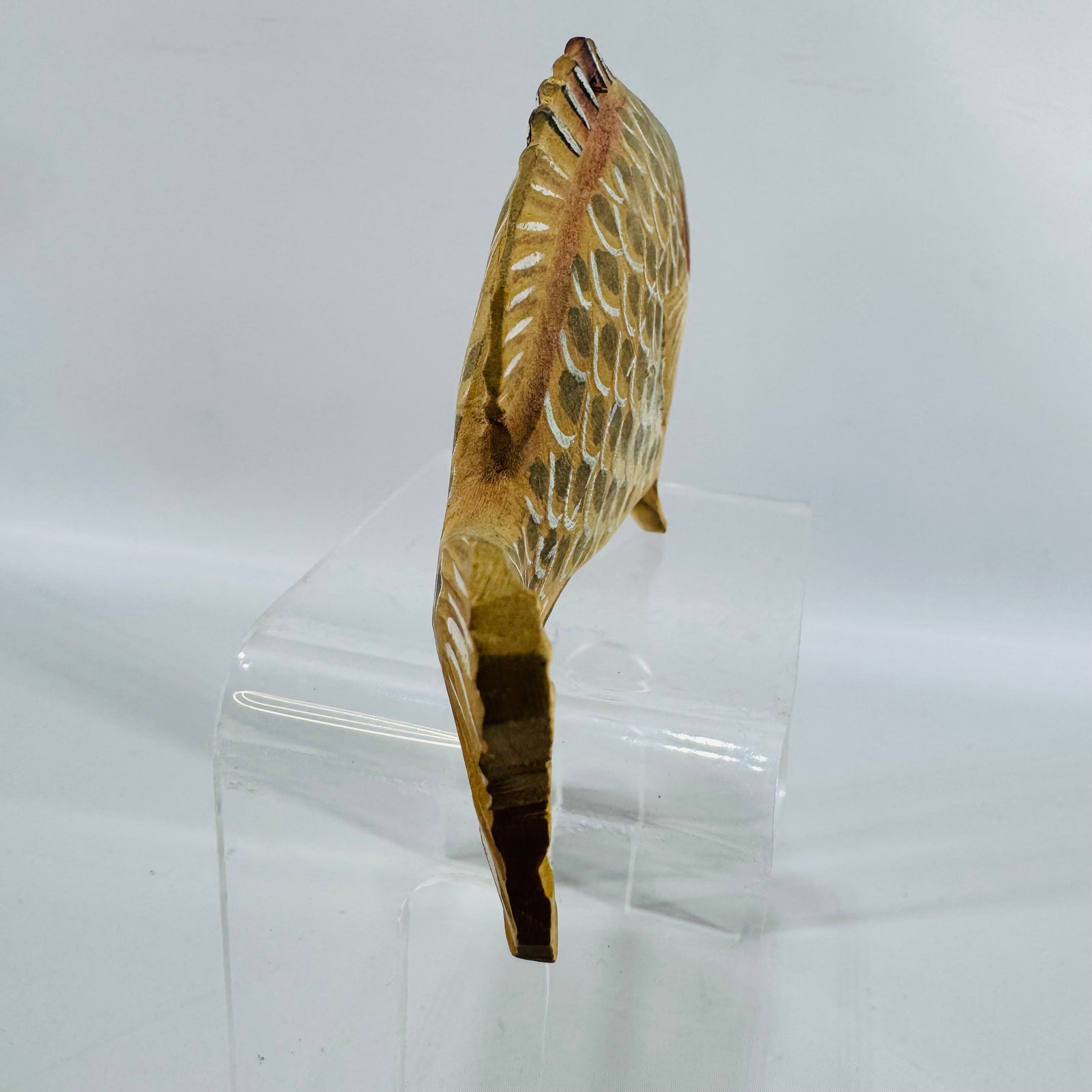 Vintage Hand-Carved Wooden Fish Sculpture – Folk Art, 1980s