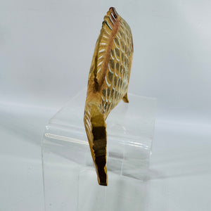 Vintage Hand-Carved Wooden Fish Sculpture – Folk Art, 1980s
