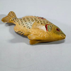 Vintage Hand-Carved Wooden Fish Sculpture – Folk Art, 1980s