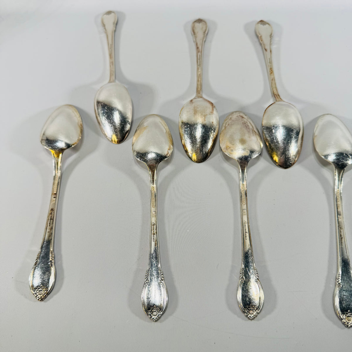 Set of 7 Vintage 1847 Rogers Bros Remembrance Teaspoons – Silverplate, 1948