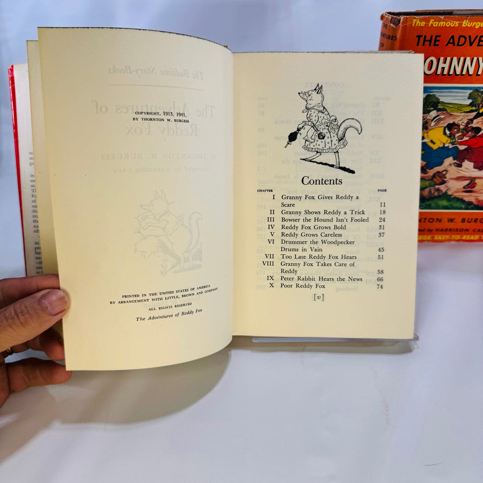 Copyright 1913 and 1941 page and contents, The Adventures of Reddy Fox