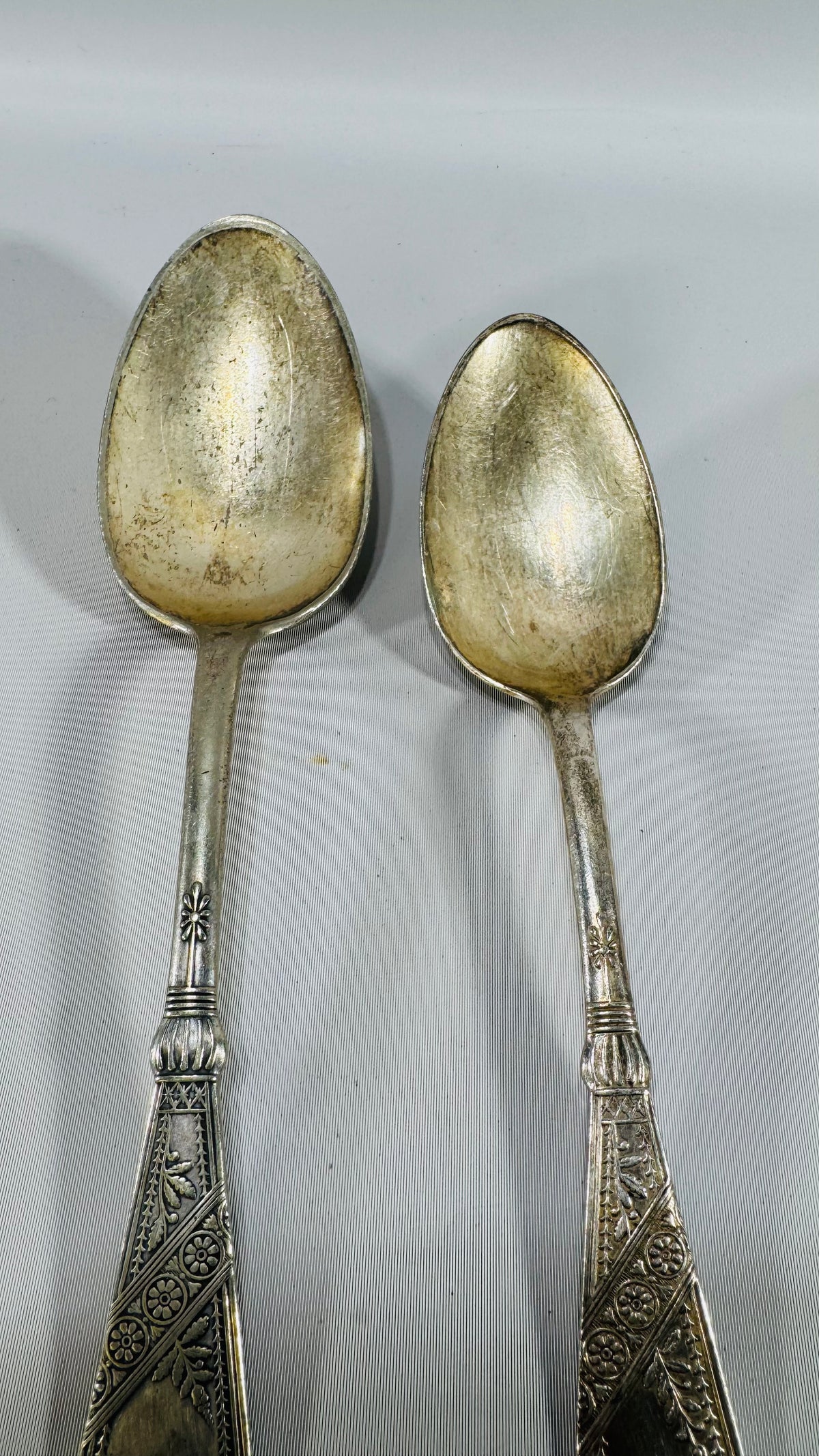 Set of 2 Vintage Rogers Bros Serving Spoons – Mixed Patterns, Silverplate